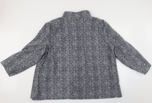 ann de lancay Womens Grey Striped Jacket Coat Size 2XL