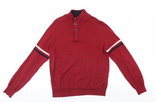 Mens UK Size M Blue Harbour Red Henley Jumper