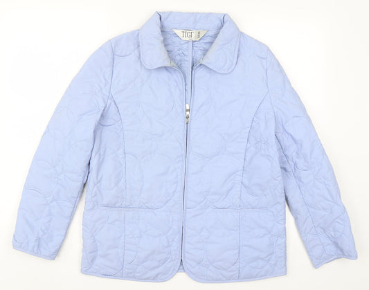 Tigi Womens Blue Quilted Coat Size 10