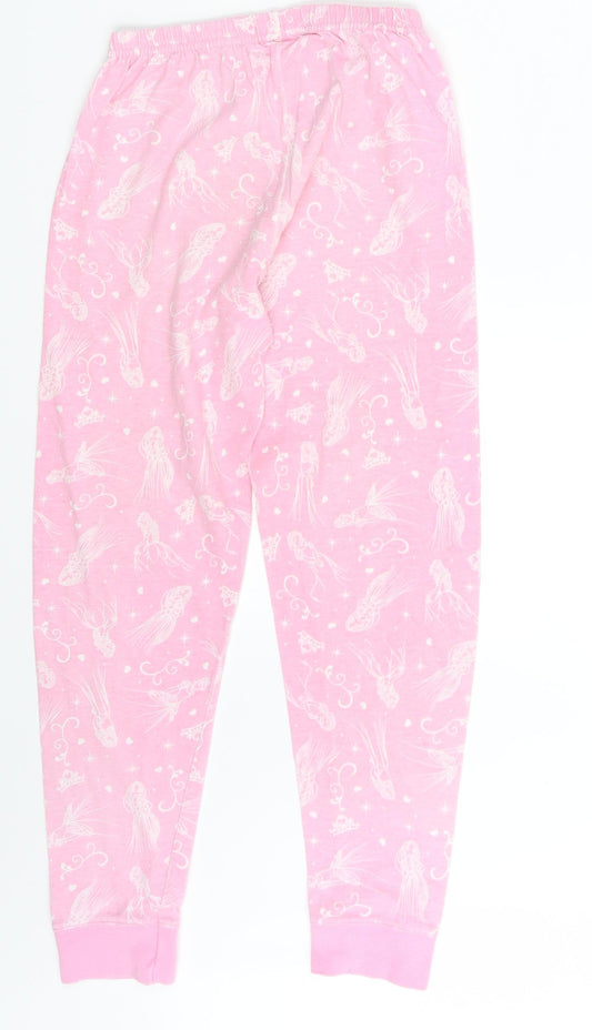 Disney Girls Pink Animal Print Jogger Trousers Size 9 Years