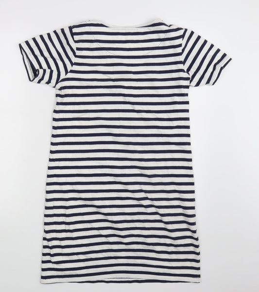Quba & Co. Womens White Striped T-Shirt Dress Size 8
