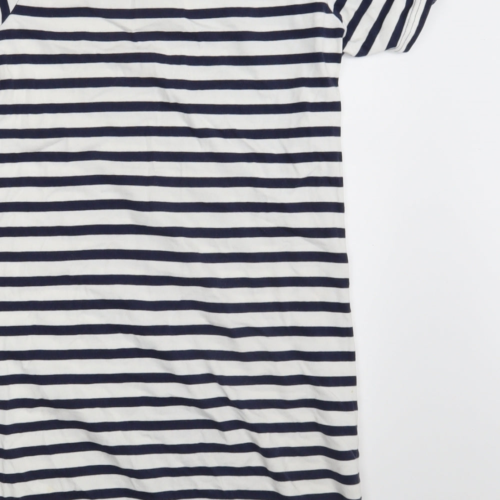 Quba & Co. Womens White Striped T-Shirt Dress Size 8