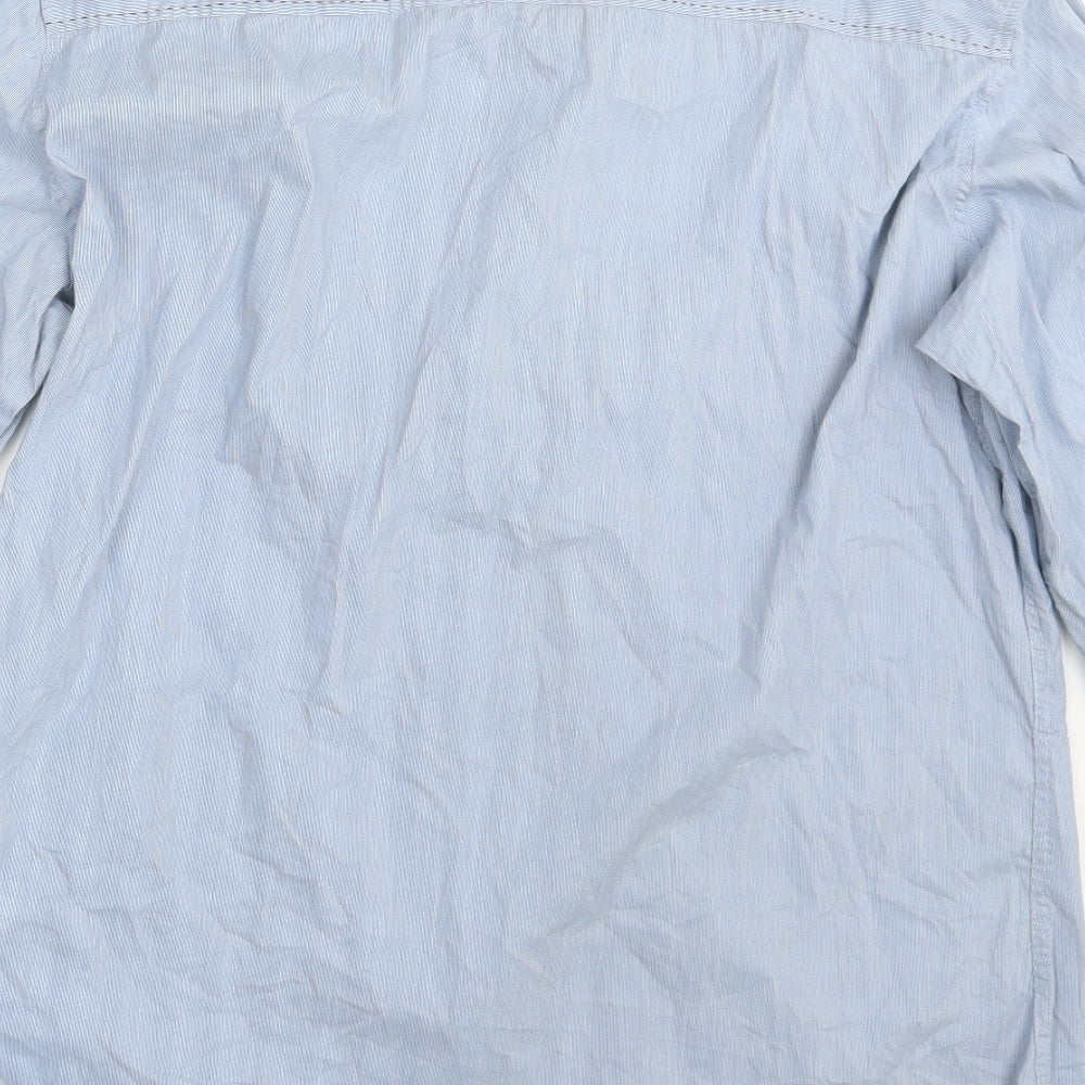 Mens UK Size L NEXT Blue Button-Up Long Sleeve Casual Shirt