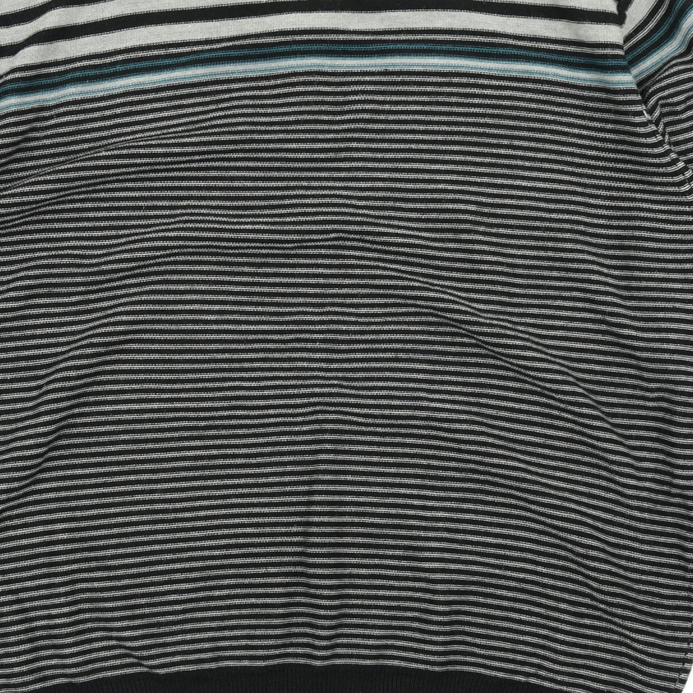 George Mens Black Striped Knit Pullover Jumper Size XL