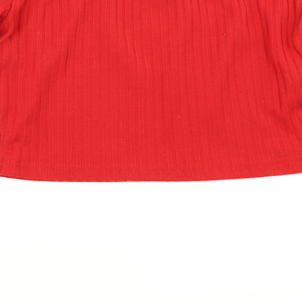 SheIn Womens Red Cropped T-Shirt Size S