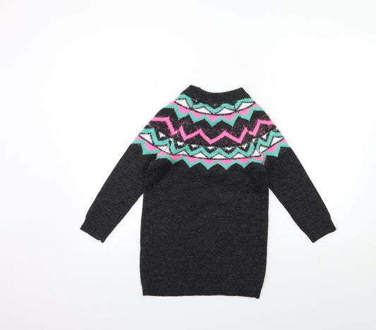 Matalan Girls Grey Knit Pullover Jumper Size 6 Years