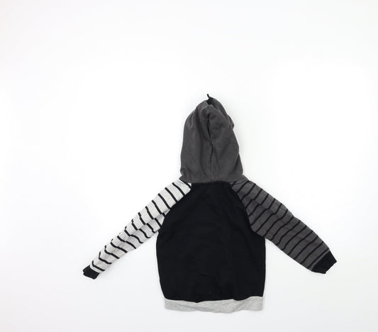 George Boys Black Striped Pullover Hoodie Size 3-4 Years