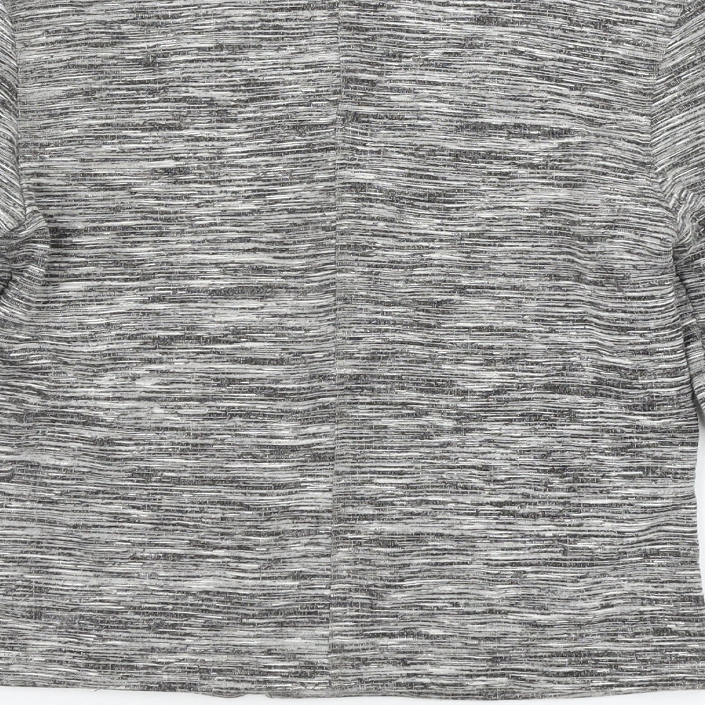 Brand and care label for C&A girls’ grey striped jersey jacket, size 9-10, years