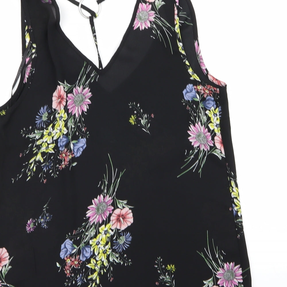 Primark Womens Black Floral Basic Blouse Size 8