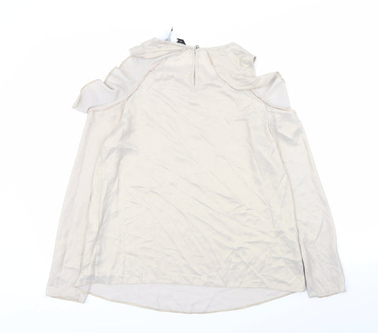 Womens UK Size 8 Dorothy Perkins Beige Basic Blouse