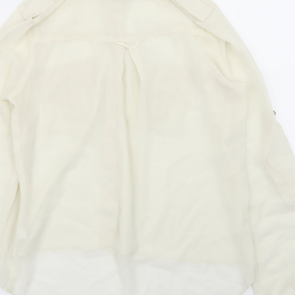 Womens UK Size 8 New Look Ivory Basic Button-Up