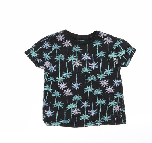 Primark Boys Black Floral Basic T-Shirt Size 4-5 Years