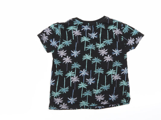 Primark Boys Black Floral Basic T-Shirt Size 4-5 Years