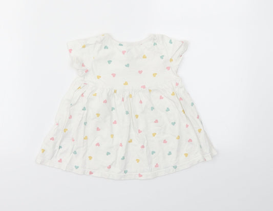H&M Girls Multicoloured Geometric Basic T-Shirt Size 3-6 Months