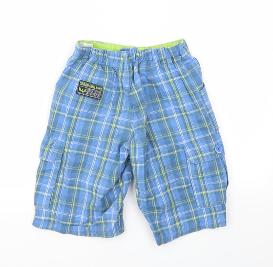 urban utlaws Boys Blue Check Capri Trousers Size 10 Years