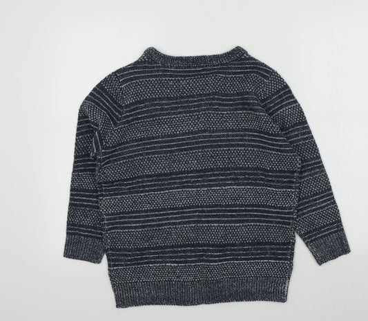 TRU Boys Blue Geometric Pullover Jumper Size S