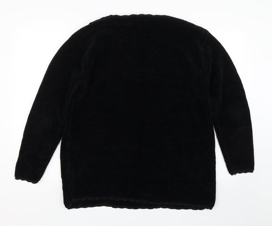 HANNAH Womens Black Floral Pullover Jumper Size M