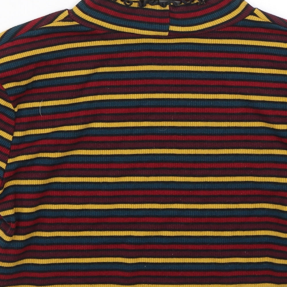 Primark Womens Multicoloured Striped Cropped T-Shirt Size 2XS