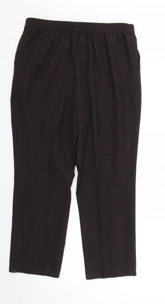 M&S Womens Brown Check Trousers Size 12 L24 in