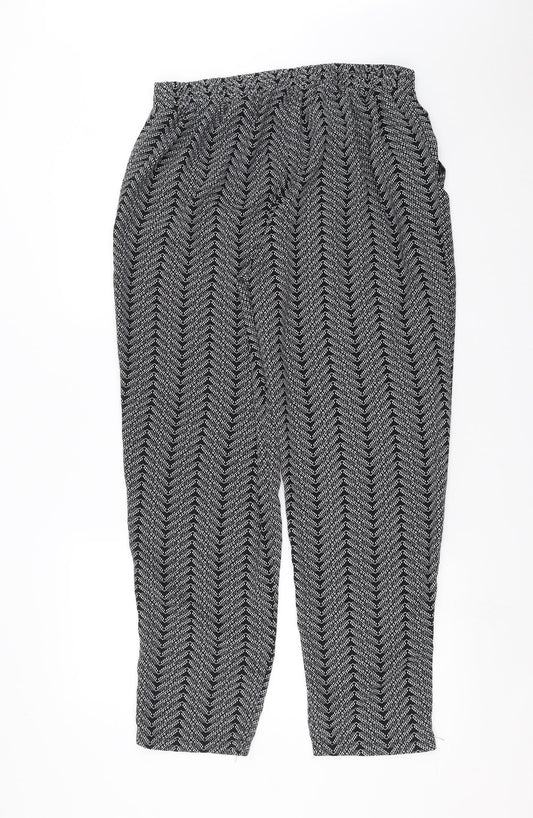 Bonmarché Womens Black Geometric Trousers Size 16 L28 in