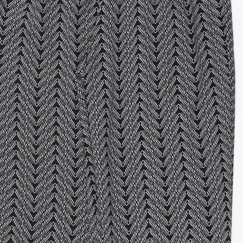 Bonmarché Womens Black Geometric Trousers Size 16 L28 in