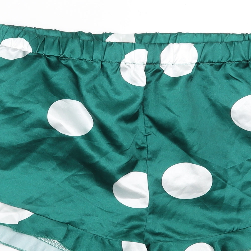 Nasty Gal Womens Green Polka Dot Sleep Shorts Size 8