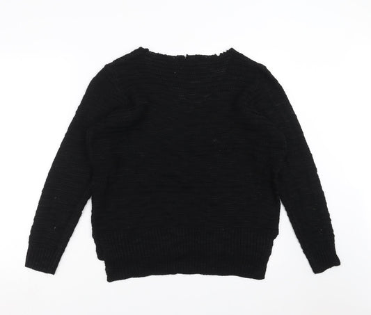 Revamped Womens Black Knit Pullover Jumper Size M