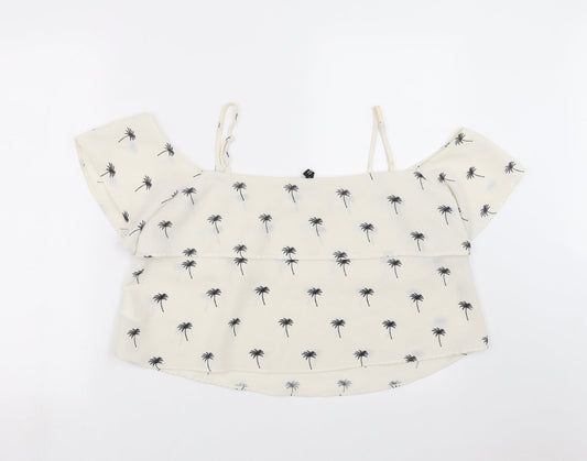 Divided by H&M Womens Ivory Camisole Blouse Size 16 - palm trees, cropped