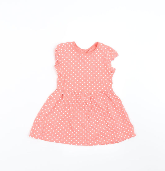George Girls Pink Polka Dot Fit & Flare Size 12-18 Months