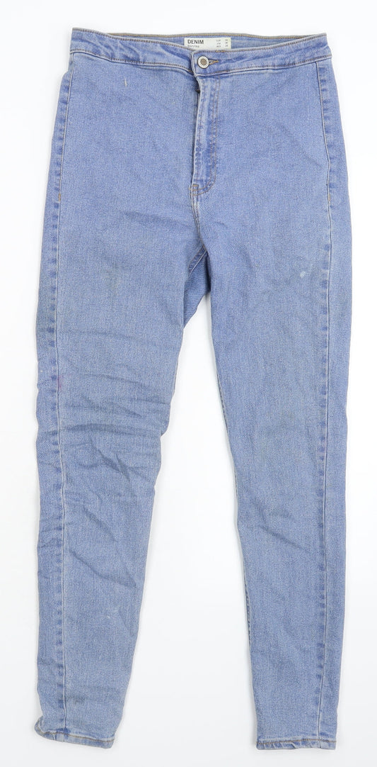 Womens UK Size 10 Bershka Extra-Slim Fit Jegging Blue Jeans