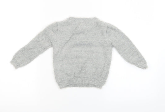 M&S kids Girls Grey Knit Pullover Sweatshirt Size 2 Years - chrismas