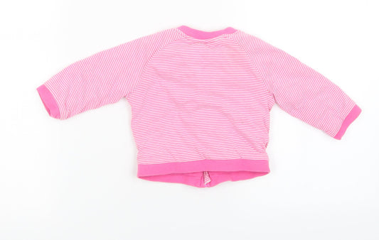 F&F Girls Pink Striped Basic Jacket Jacket Size 3-6 Months
