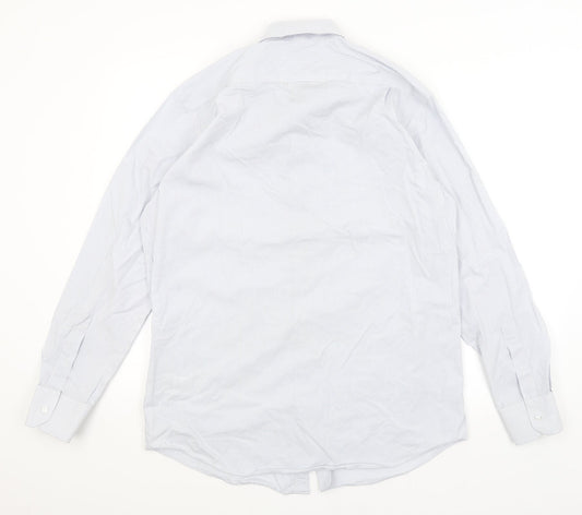 The Collection Mens Blue Striped Button-Up Size 16