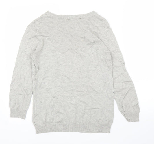 Dorothy Perkins Womens Grey Floral Pullover Jumper Size 10