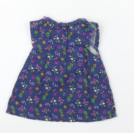 Baby Club Girls Blue Floral Corduroy A-Line Size 0-3 Months