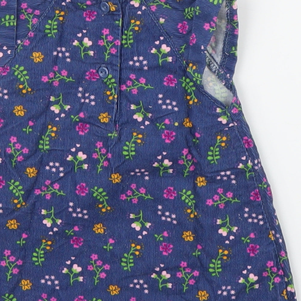 Baby Club Girls Blue Floral Corduroy A-Line Size 0-3 Months