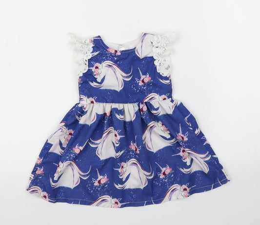 CANIS Girls Blue A-Line Size 12 Months - Unicorn