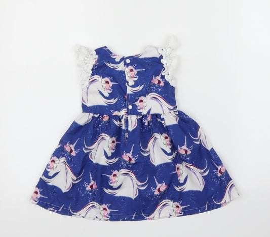CANIS Girls Blue A-Line Size 12 Months - Unicorn