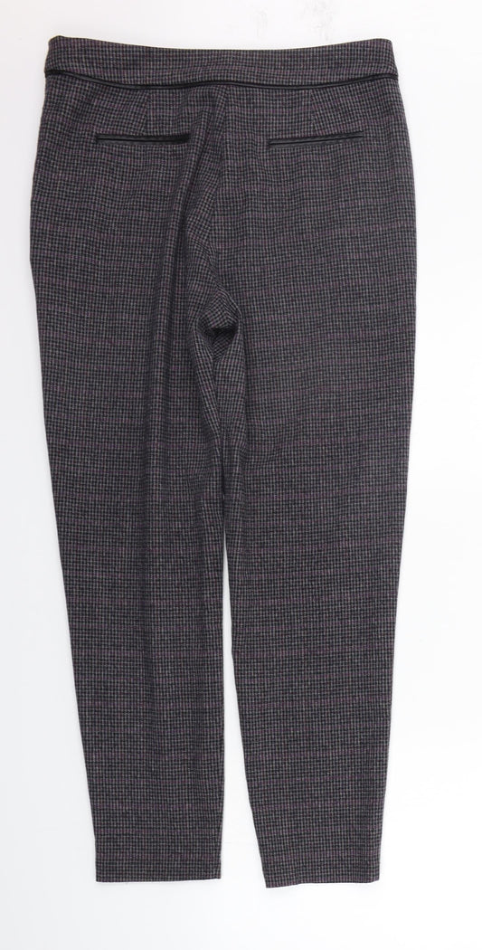 F&F Womens Purple Check Sweatpants Trousers Size 10 L25 in