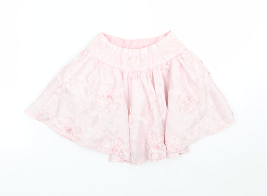 Adams Girls Pink Floral A-Line Skirt Size 2 Years