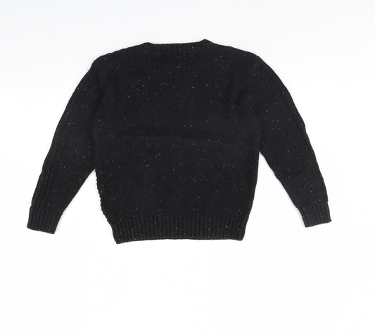 M&S Boys Black Pullover Jumper Size 7 Years