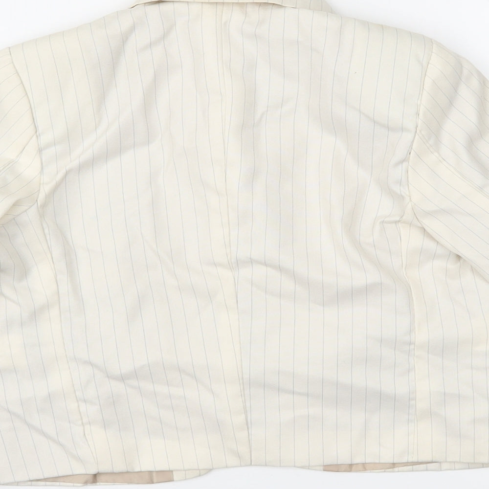 les voiliers Womens White Striped Jacket Blazer Size 4