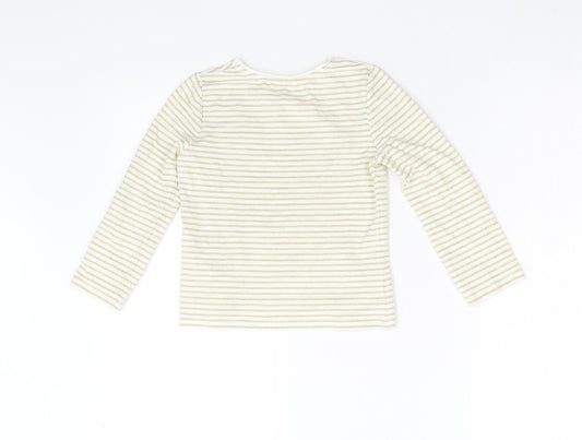 M&Co Girls Gold Striped Basic T-Shirt Size 5-6 Years