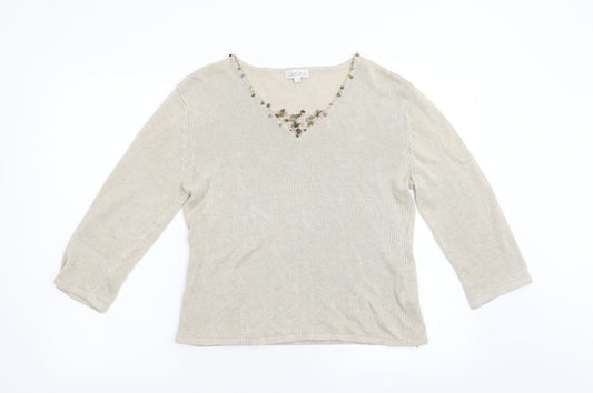 Womens UK Size 14 Lakeland Beige Pullover Jumper