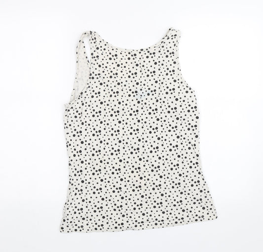 ESMARA Womens White Polka Dot Basic Tank Size L
