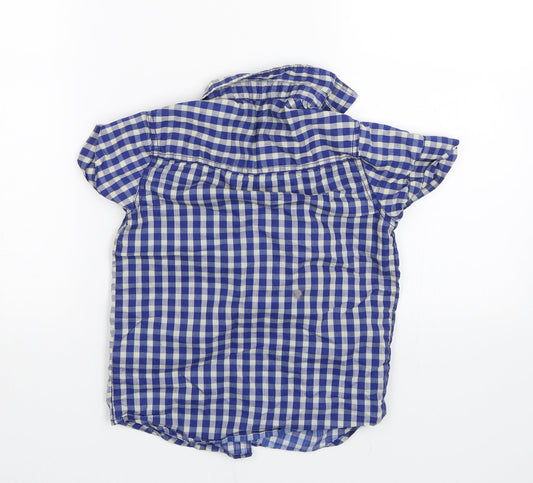 George Boys Blue Plaid Basic Button-Up Size 6-7 Years