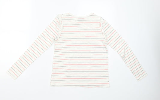 I Love Girlswear Girls White Striped Basic T-Shirt Size 10 Years