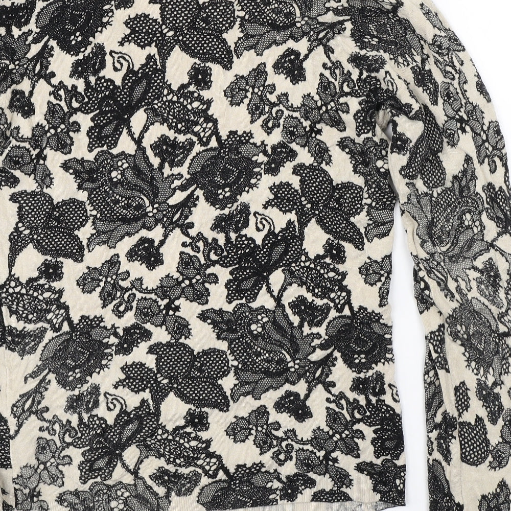 Karen Scott Womens Beige Floral Pullover Jumper Size 2