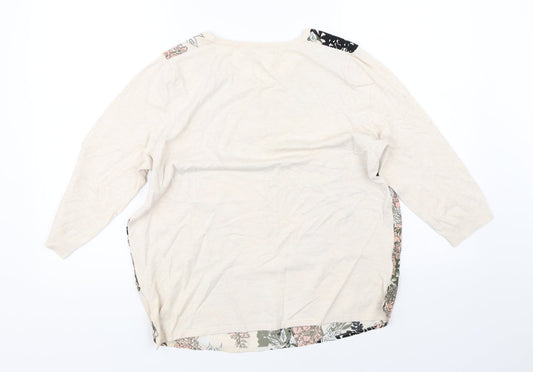 George Womens Beige Floral Pullover Jumper Size 12
