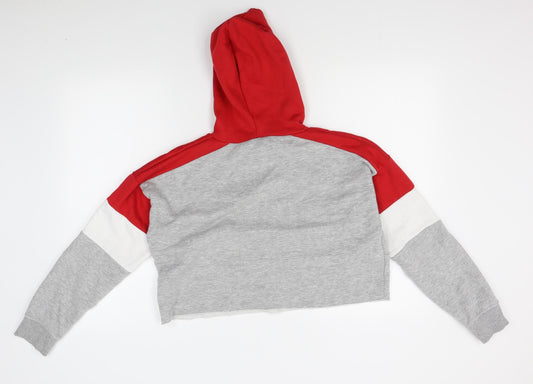 New Look Girls Grey Pullover Hoodie Size 12-13 Years - cropped